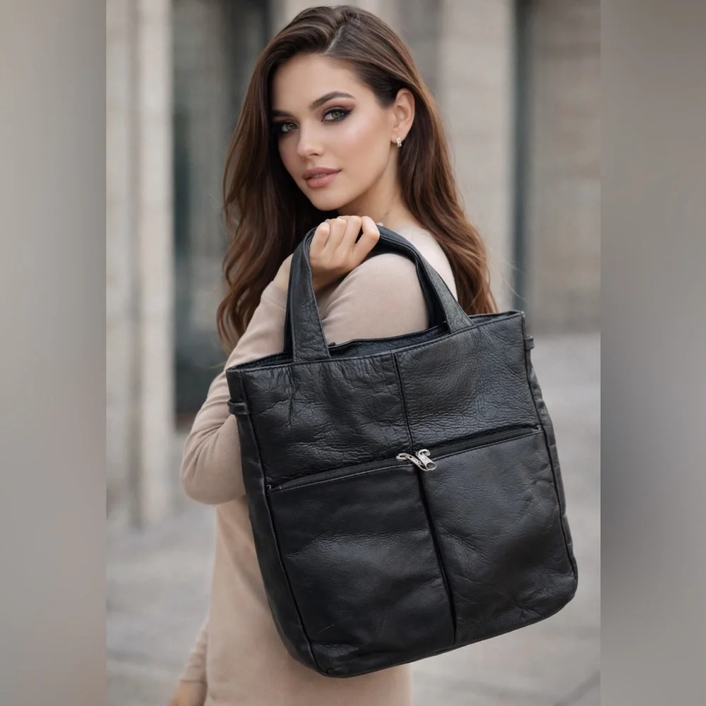 Hobo International Black Leather Backpack Tote Y2K